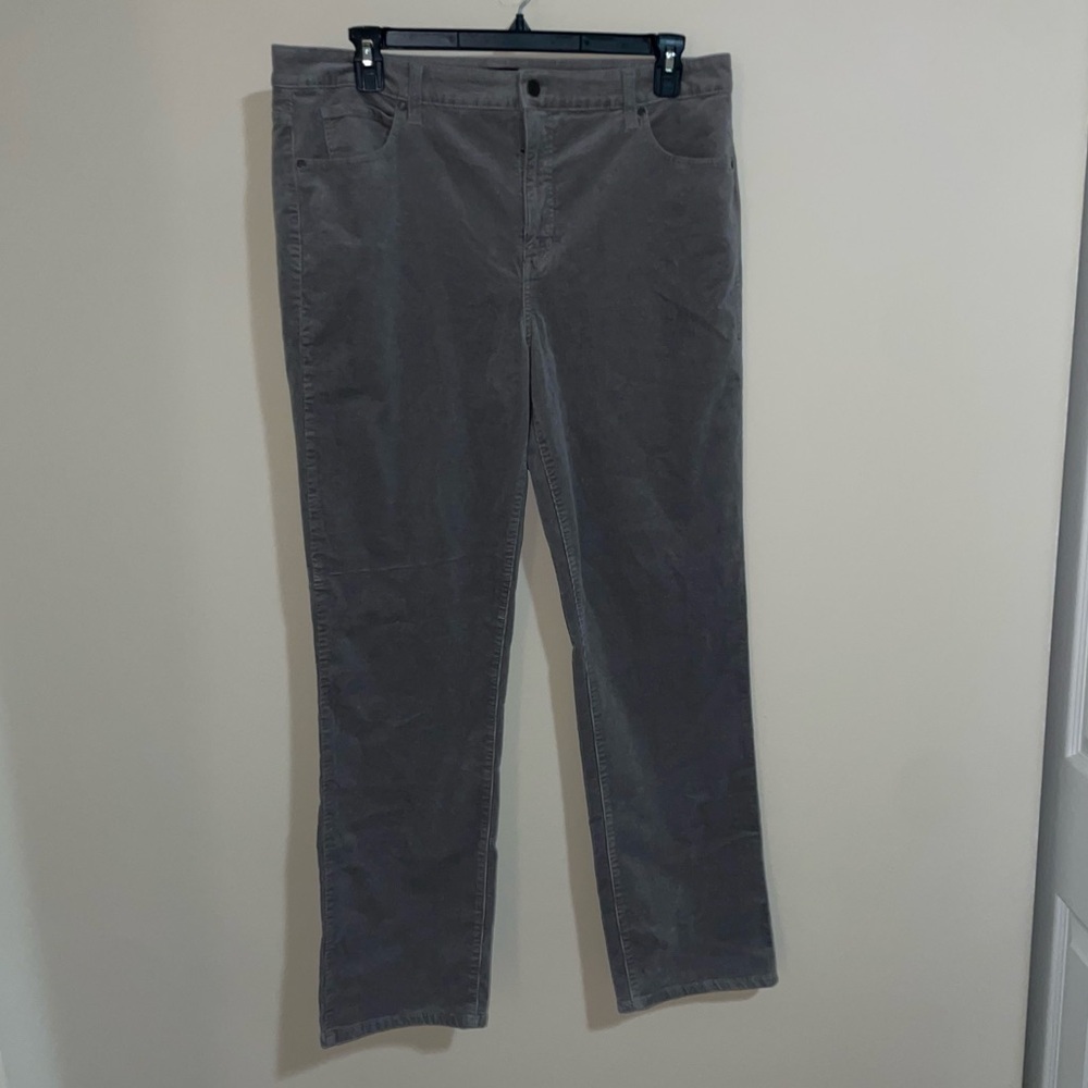 Talbots Womens Grey Size 16 Corduroy Straight Leg Pant Cotton Blend